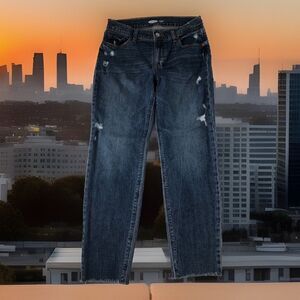 Old Navy Women’s Boyfriend Mid Rise Kimberly Distressed Ankle Jeans Tag Size 0